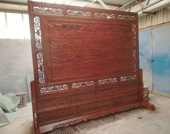 仿古老榆木屏风